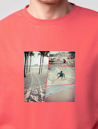 картинка Футболка мужская коралловый_surf_collage магазин Одежда+ являющийся официальным дистрибьютором в России 